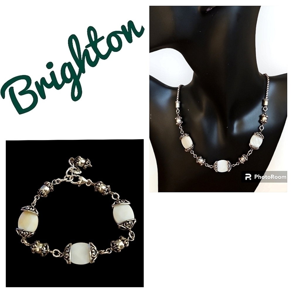 BRIGHTON Silver Plated Moonstone Necklace Bracelet Set